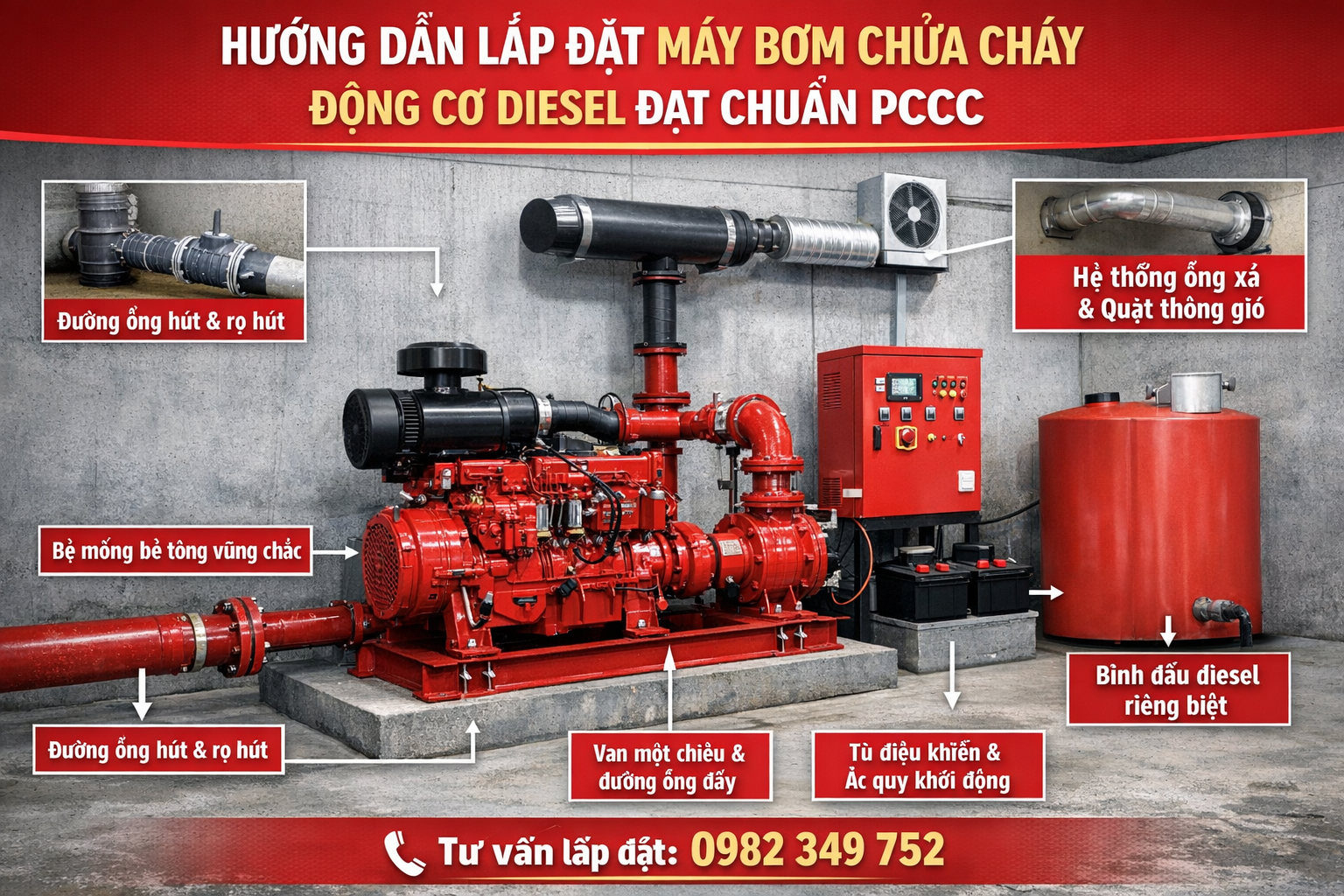 Hướng Dẫn Lắp Đặt Máy Bơm Chữa Cháy Động Cơ Diesel Đúng Kỹ Thuật – Đạt Chuẩn PCCC